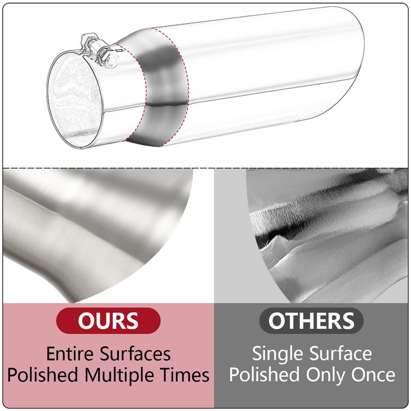 LCGP Diesel Exhaust Tip 4", 6" Outlet 18" Overall Length Bolt-On Truck Tip, Rolled Angle Cut, Polished Muffler Tip - Image 5